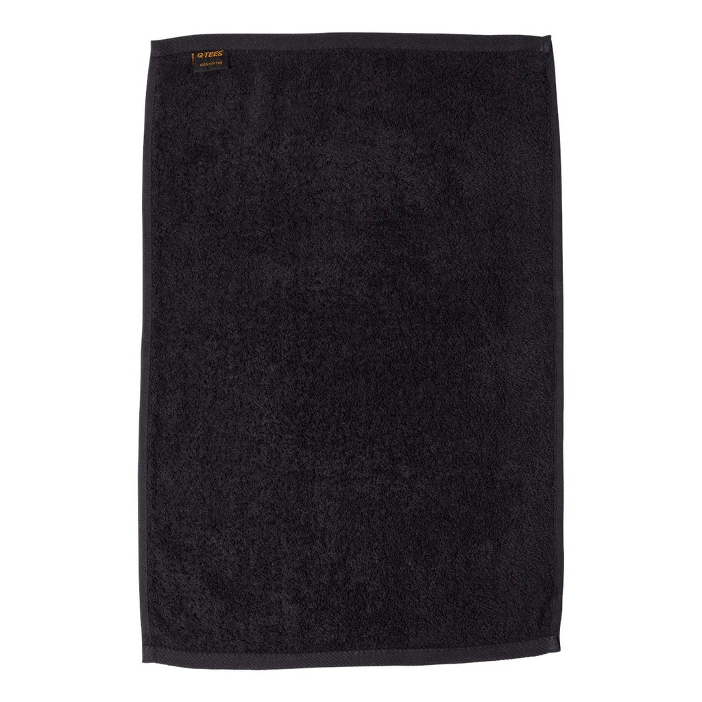 Q-Tees Deluxe Hemmed Hand Towel - Black - Back