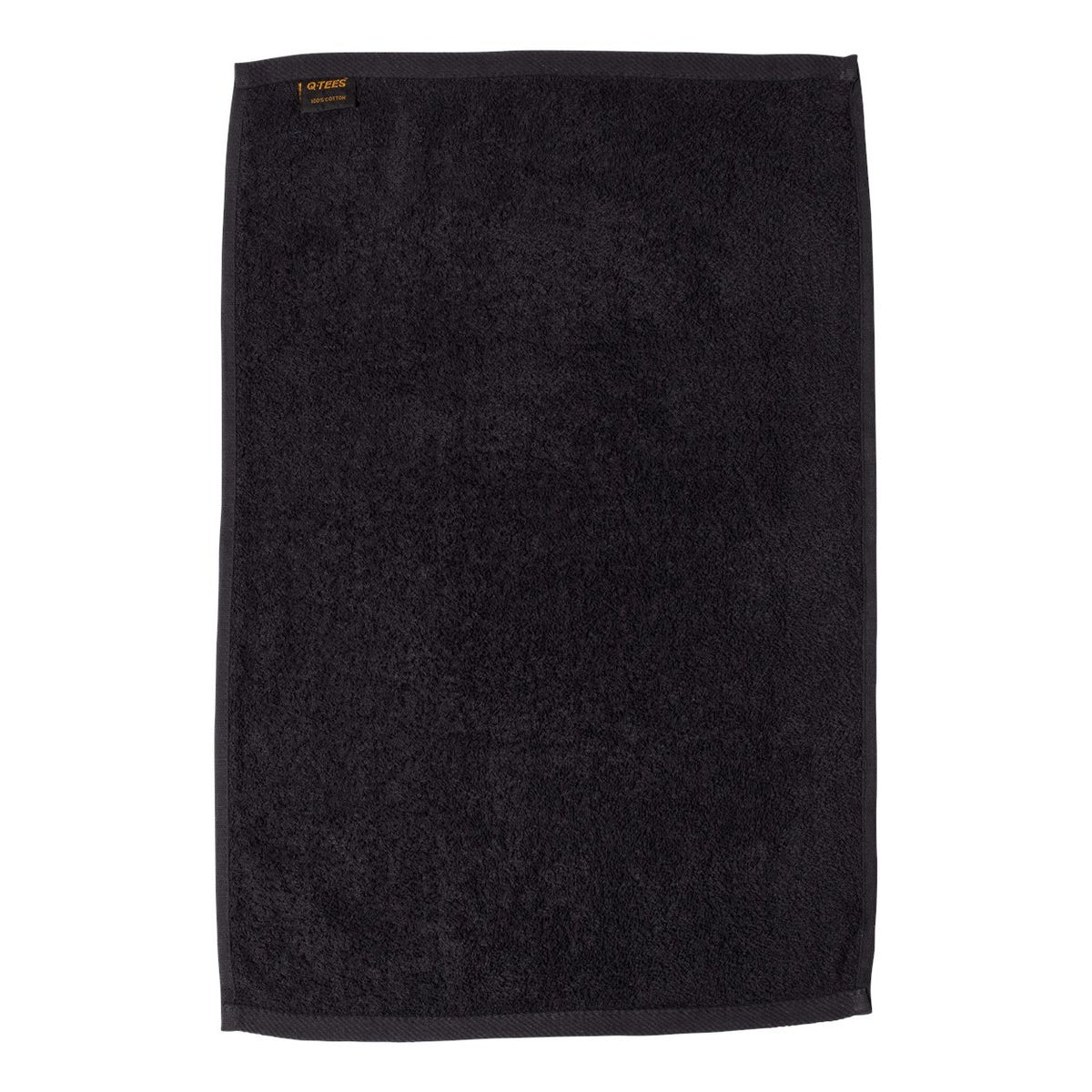 Q-Tees Deluxe Hemmed Hand Towel - Black - Back
