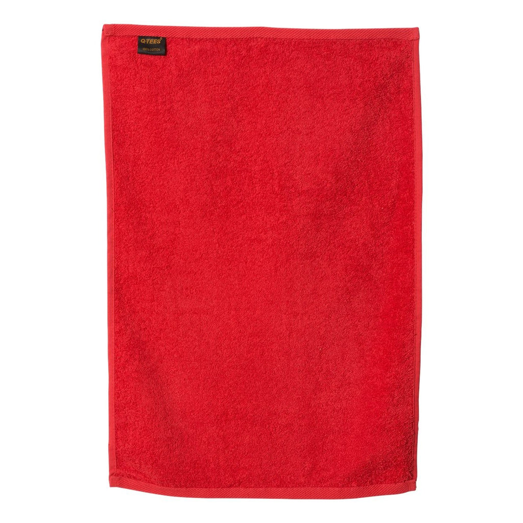 Q-Tees Deluxe Hemmed Hand Towel - Red - Back
