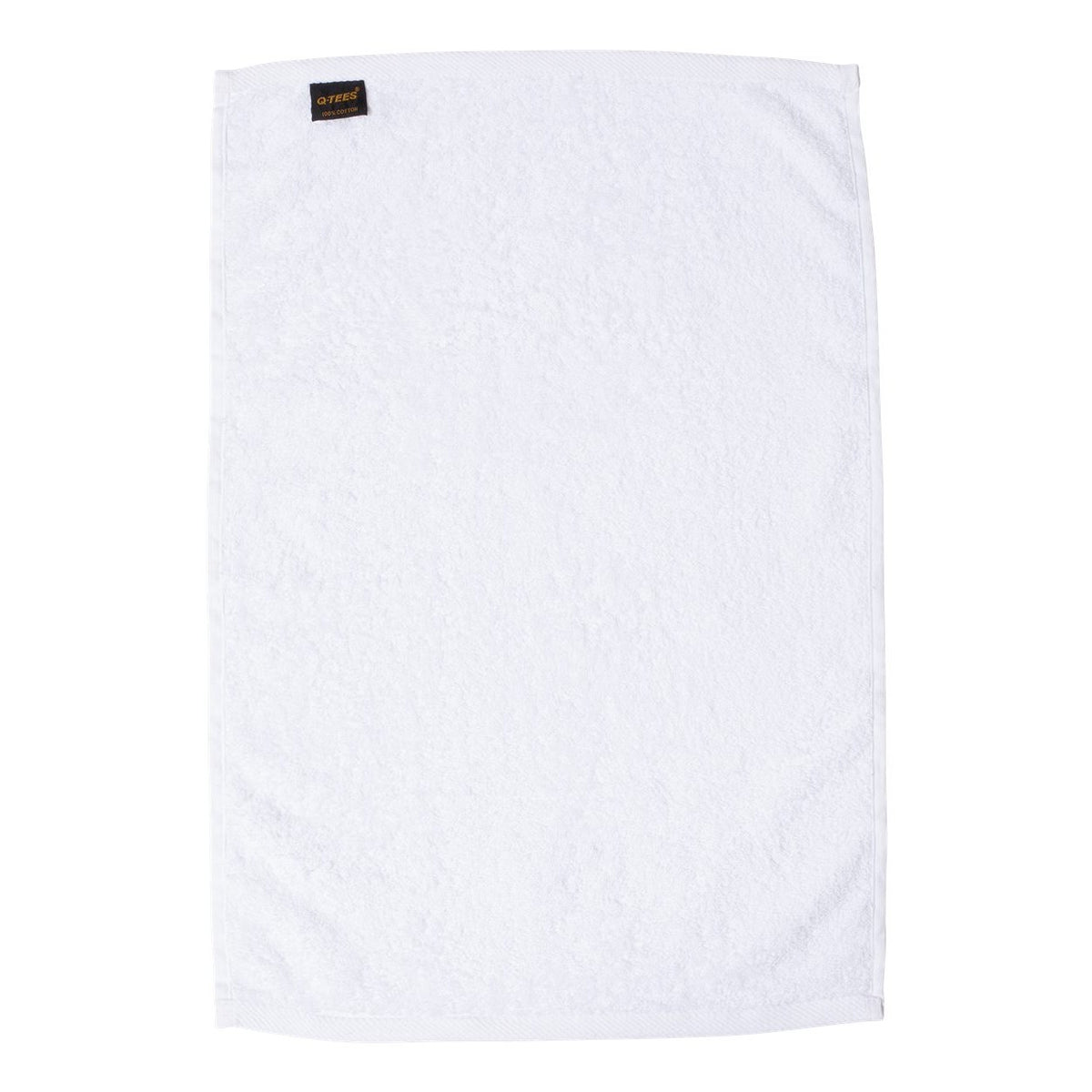 Q-Tees Deluxe Hemmed Hand Towel - White - Back
