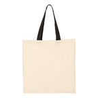 Q-Tees Economical Tote with Contrast-Color Handles - Natural/ Black - Back