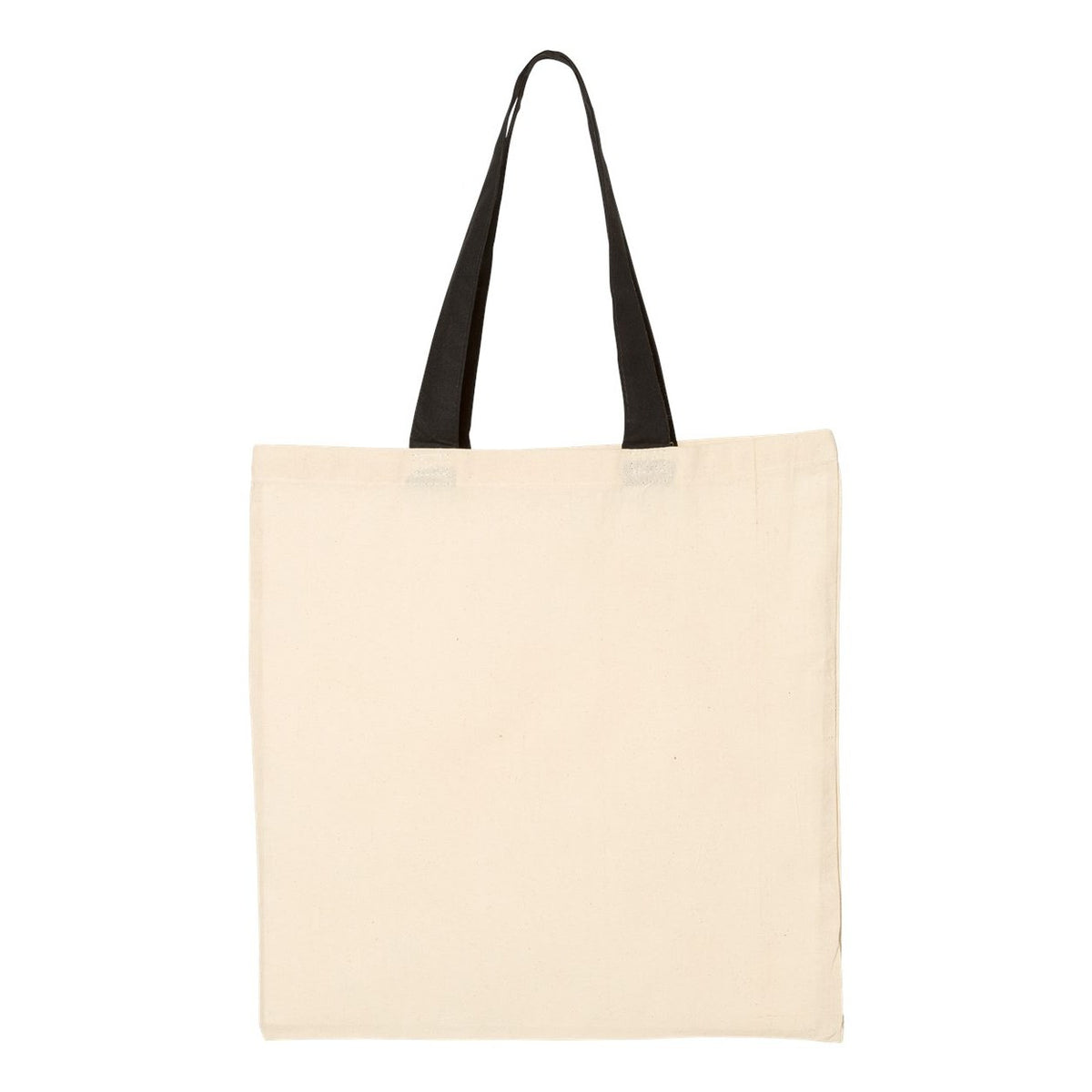 Q-Tees Economical Tote with Contrast-Color Handles - Natural/ Black - Back