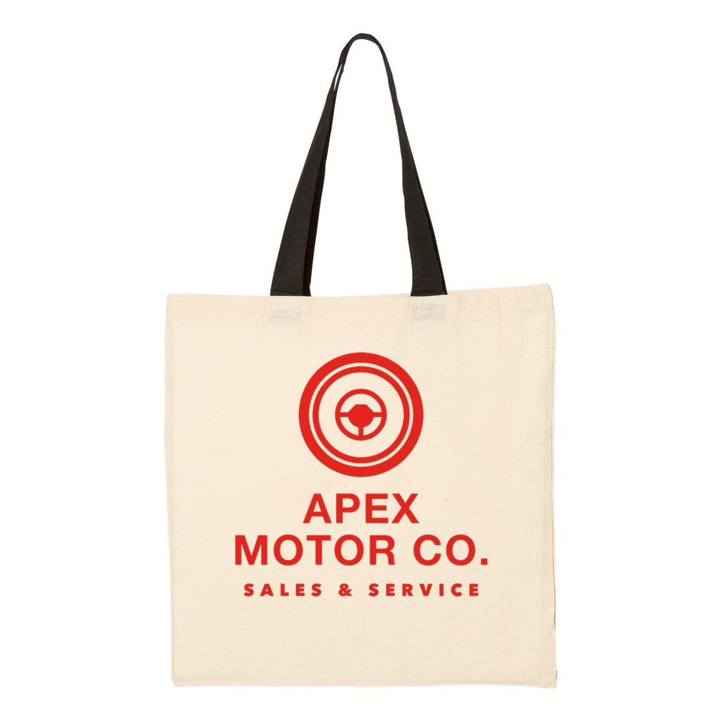 Q-Tees Economical Tote with Contrast-Color Handles - Natural/ Black - Front