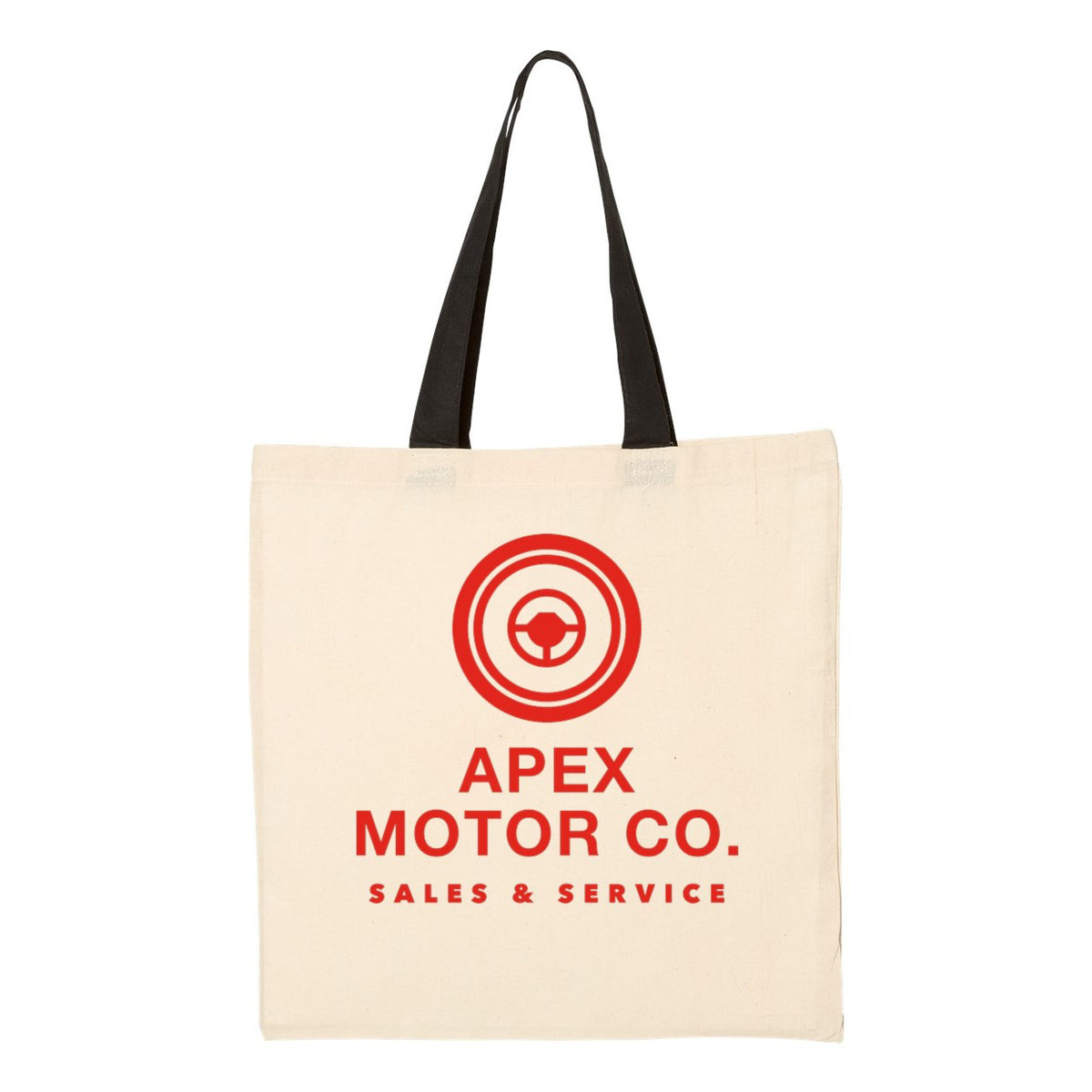 Q-Tees Economical Tote with Contrast-Color Handles - Natural/ Black - Front