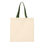 Q-Tees Economical Tote with Contrast-Color Handles - Natural/ Forest - Back
