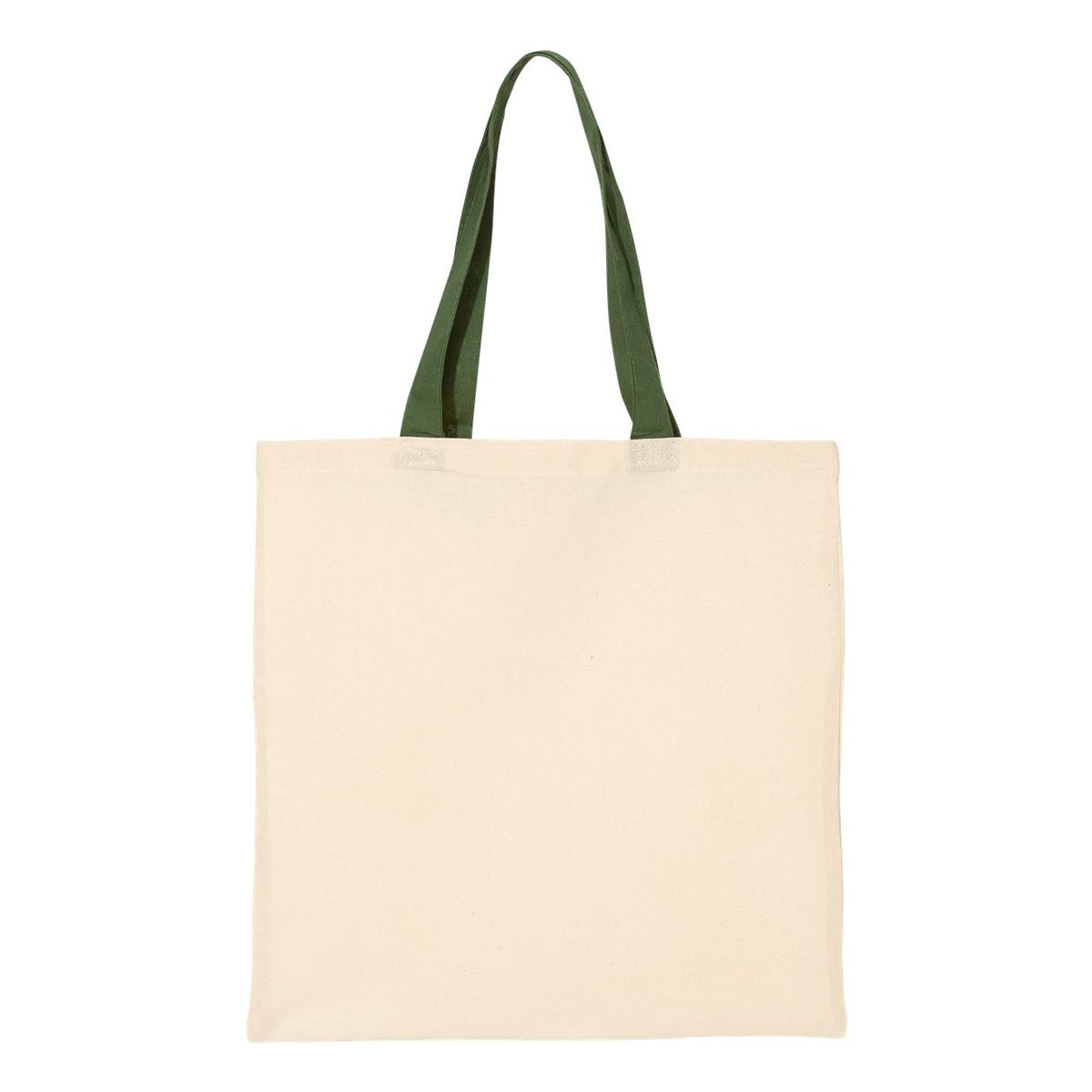 Q-Tees Economical Tote with Contrast-Color Handles - Natural/ Forest - Back