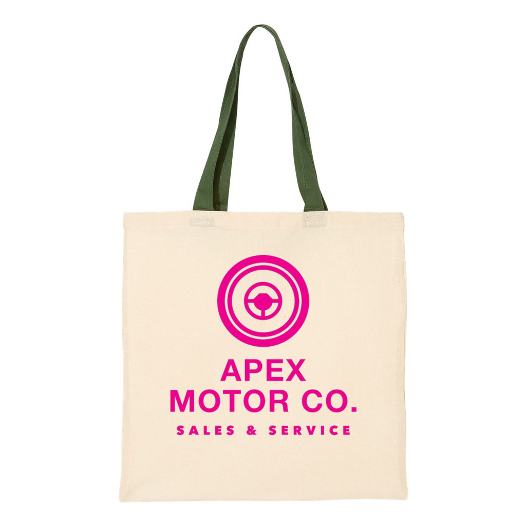 Q-Tees Economical Tote with Contrast-Color Handles - Natural/ Forest - Front
