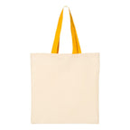Q-Tees Economical Tote with Contrast-Color Handles - Natural/ Gold - Back