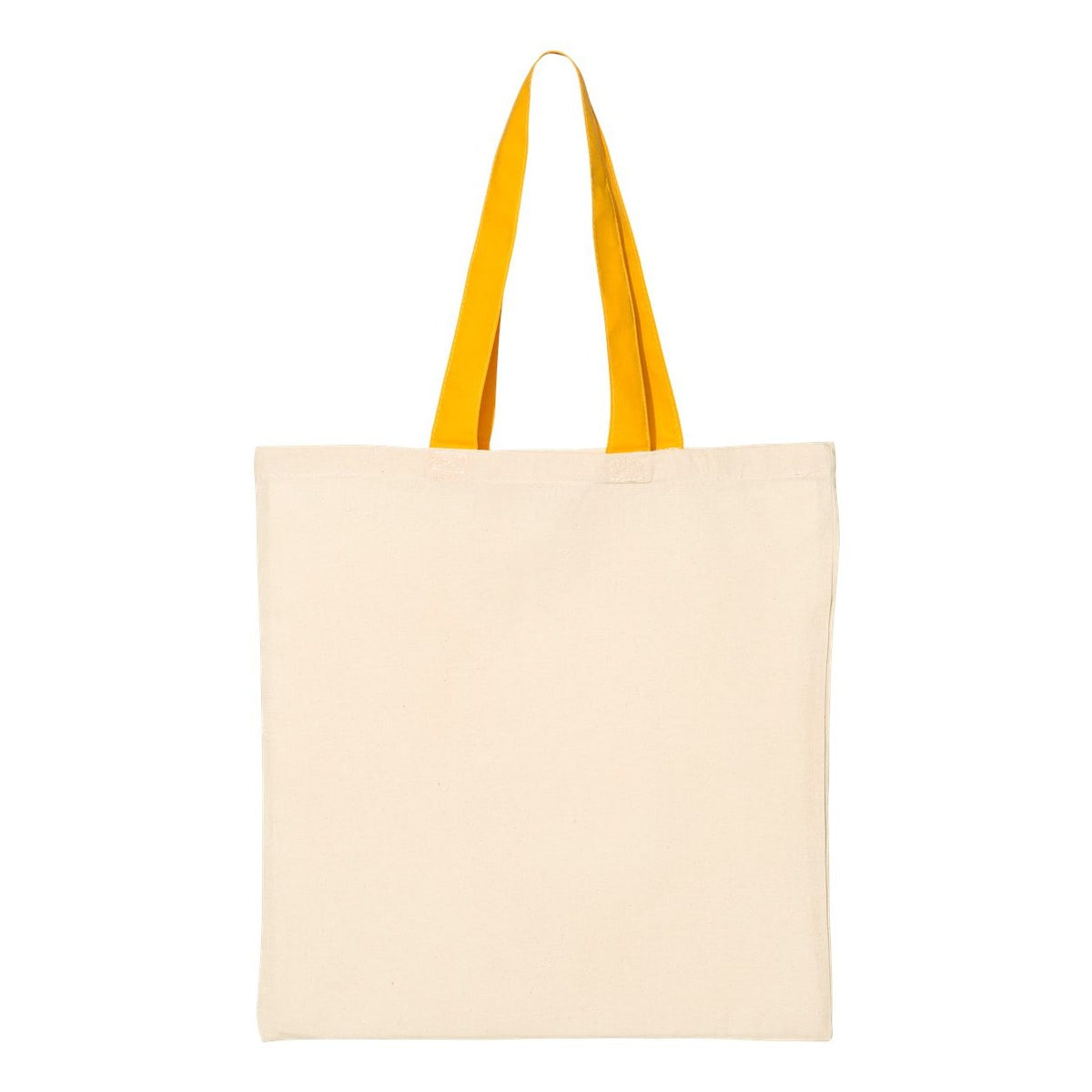Q-Tees Economical Tote with Contrast-Color Handles - Natural/ Gold - Back