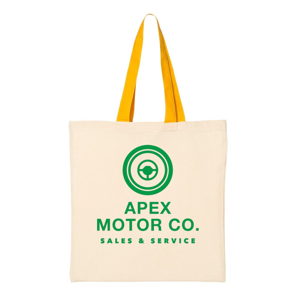 Q-Tees Economical Tote with Contrast-Color Handles - Natural/ Gold - Front