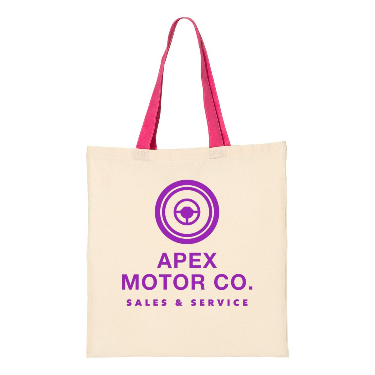 Q-Tees Economical Tote with Contrast-Color Handles - Natural/ Hot Pink - Front