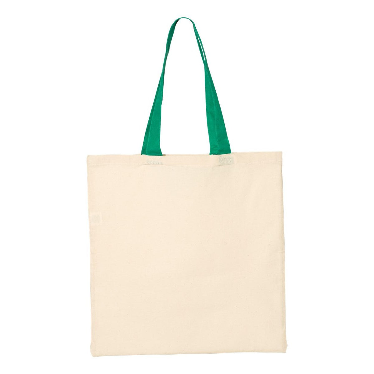 Q-Tees Economical Tote with Contrast-Color Handles - Natural/ Kelly - Back