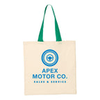 Q-Tees Economical Tote with Contrast-Color Handles - Natural/ Kelly - Front