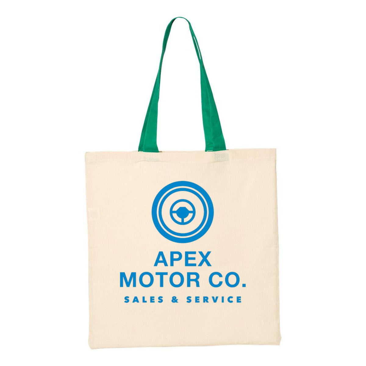 Q-Tees Economical Tote with Contrast-Color Handles - Natural/ Kelly - Front