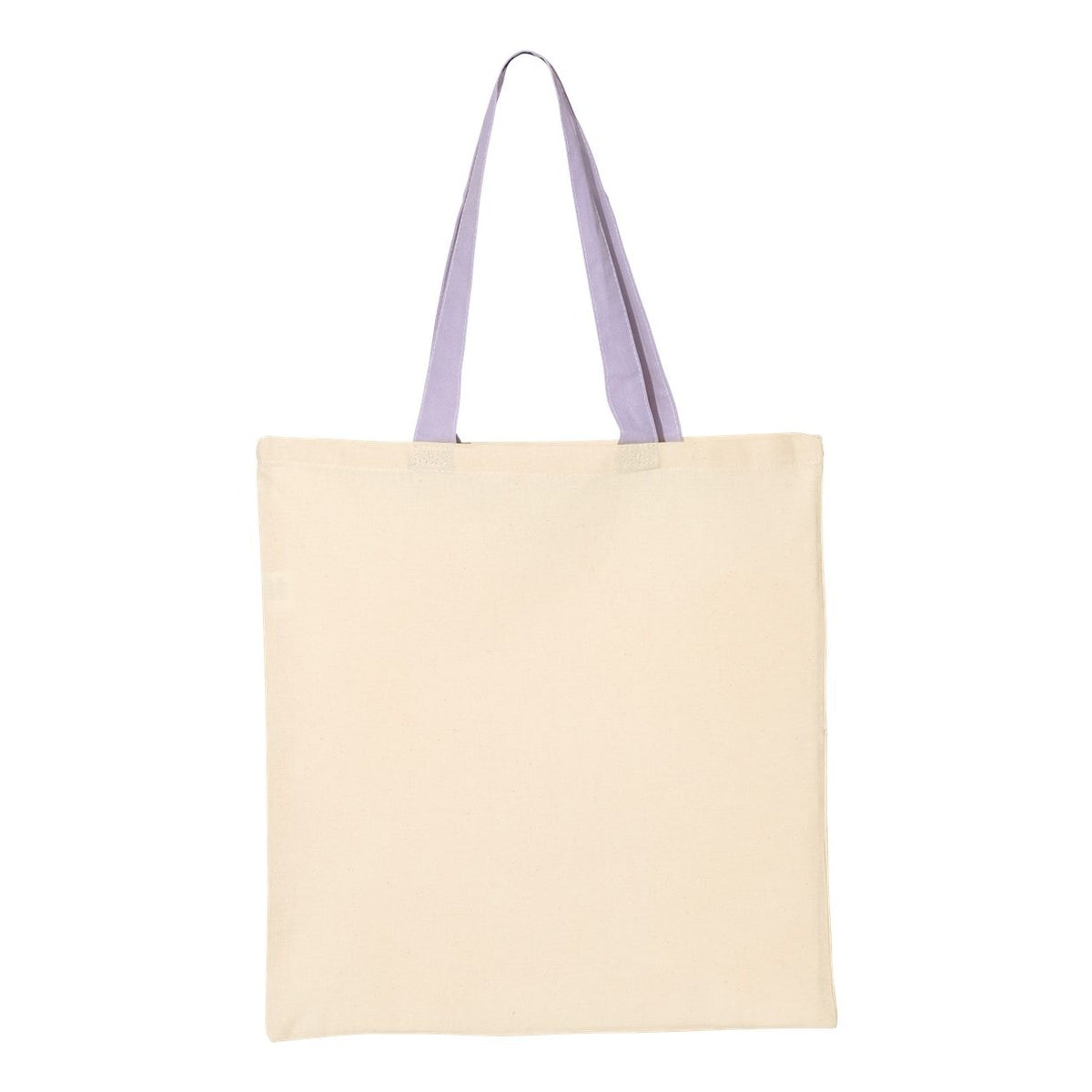 Q-Tees Economical Tote with Contrast-Color Handles - Natural/ Lavender - Back