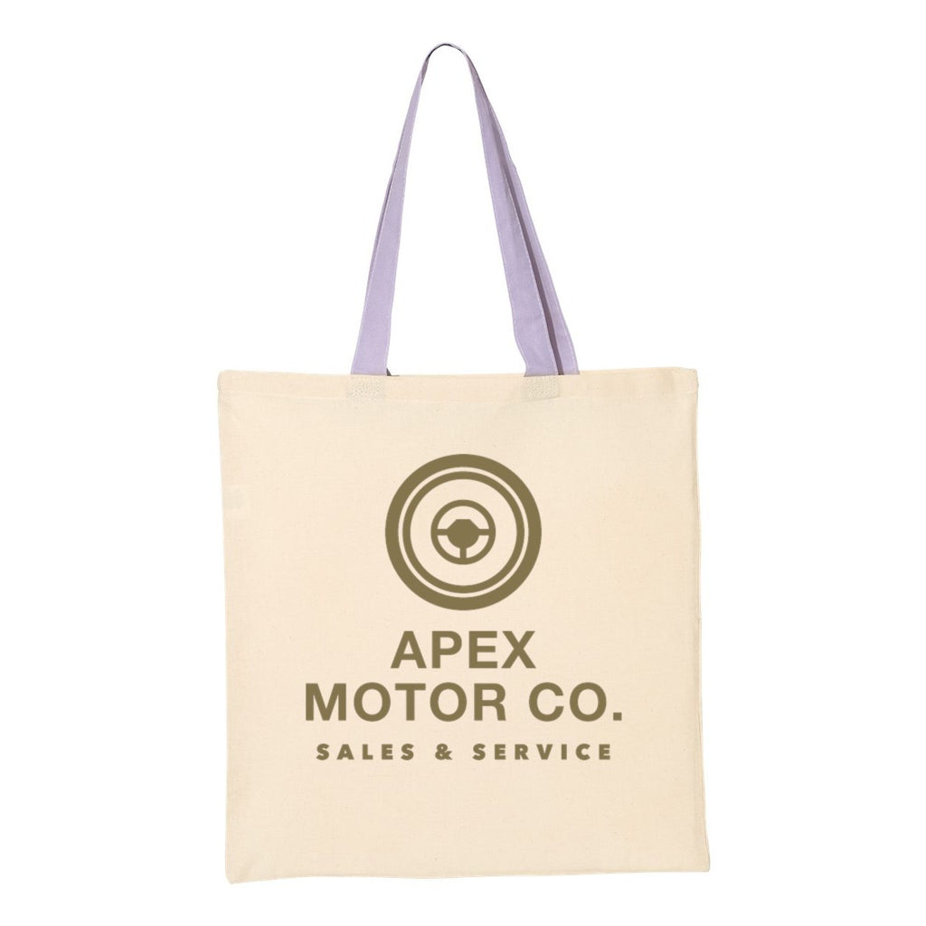 Q-Tees Economical Tote with Contrast-Color Handles - Natural/ Lavender - Front