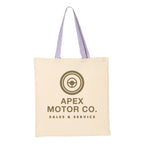 Q-Tees Economical Tote with Contrast-Color Handles - Natural/ Lavender - Front