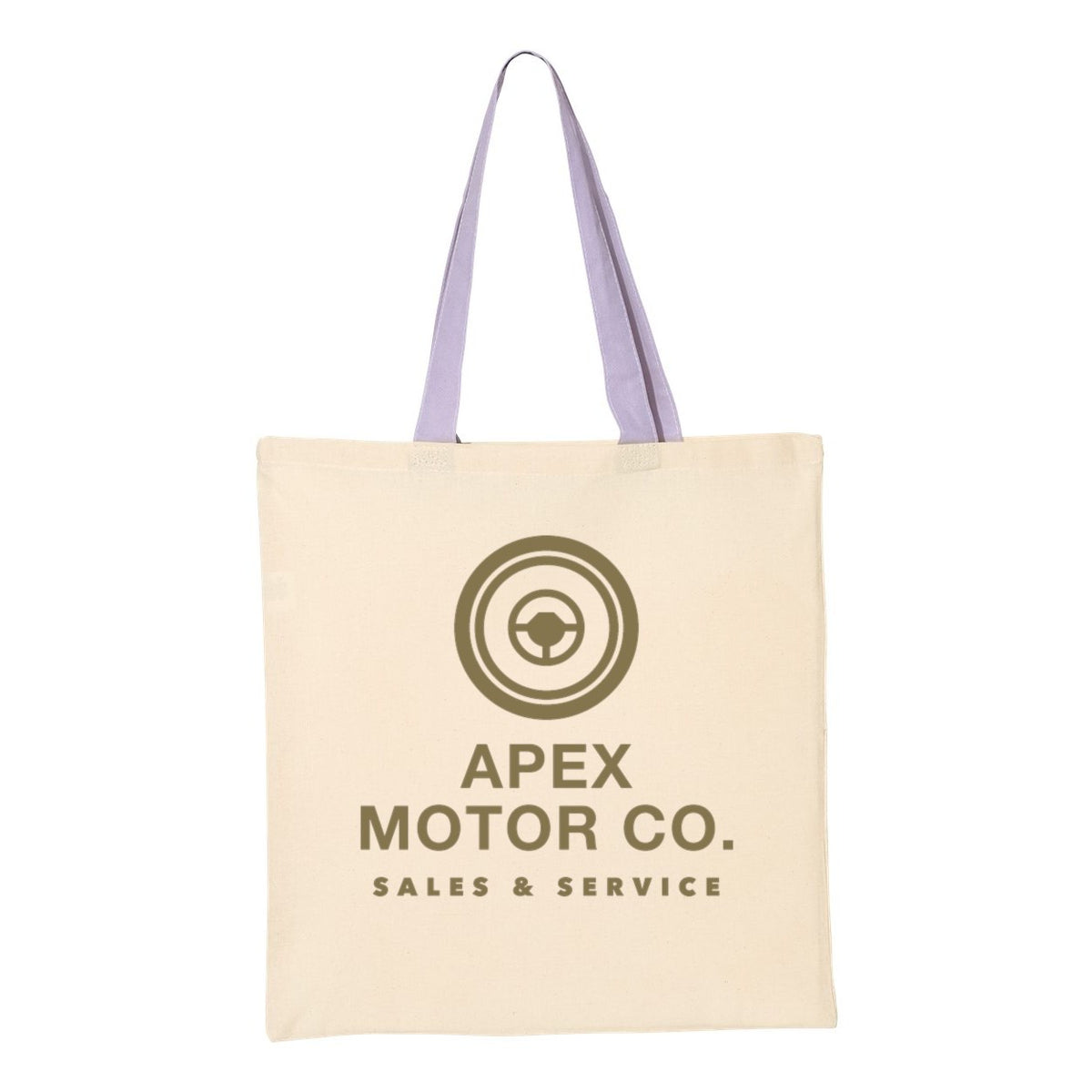 Q-Tees Economical Tote with Contrast-Color Handles - Natural/ Lavender - Front