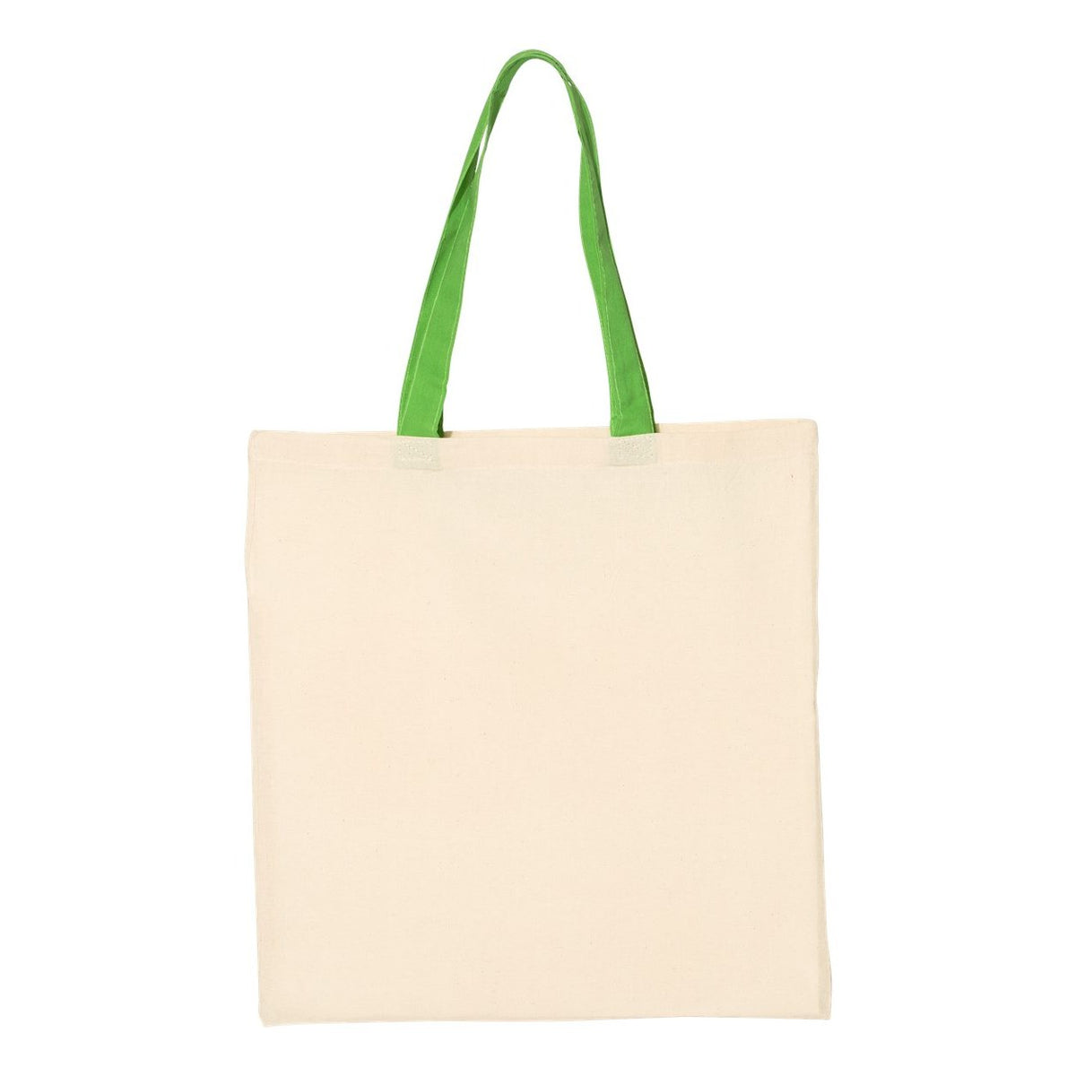 Q-Tees Economical Tote with Contrast-Color Handles - Natural/ Lime - Back