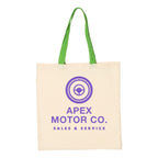 Q-Tees Economical Tote with Contrast-Color Handles - Natural/ Lime - Front