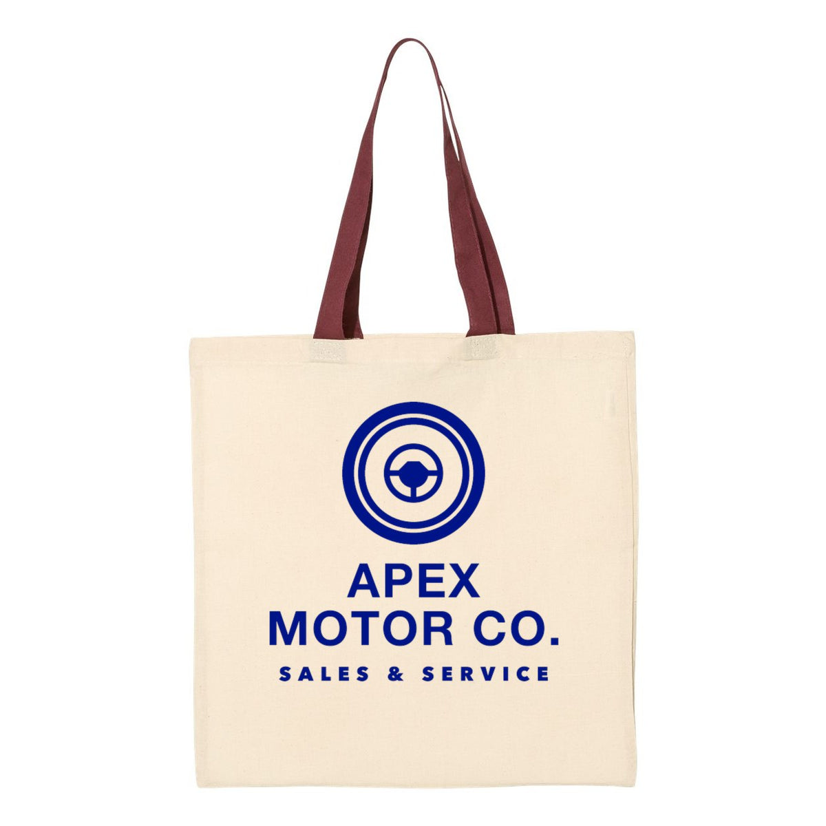 Q-Tees Economical Tote with Contrast-Color Handles - Natural/ Maroon - Front