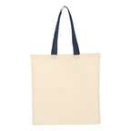 Q-Tees Economical Tote with Contrast-Color Handles - Natural/ Navy - Back
