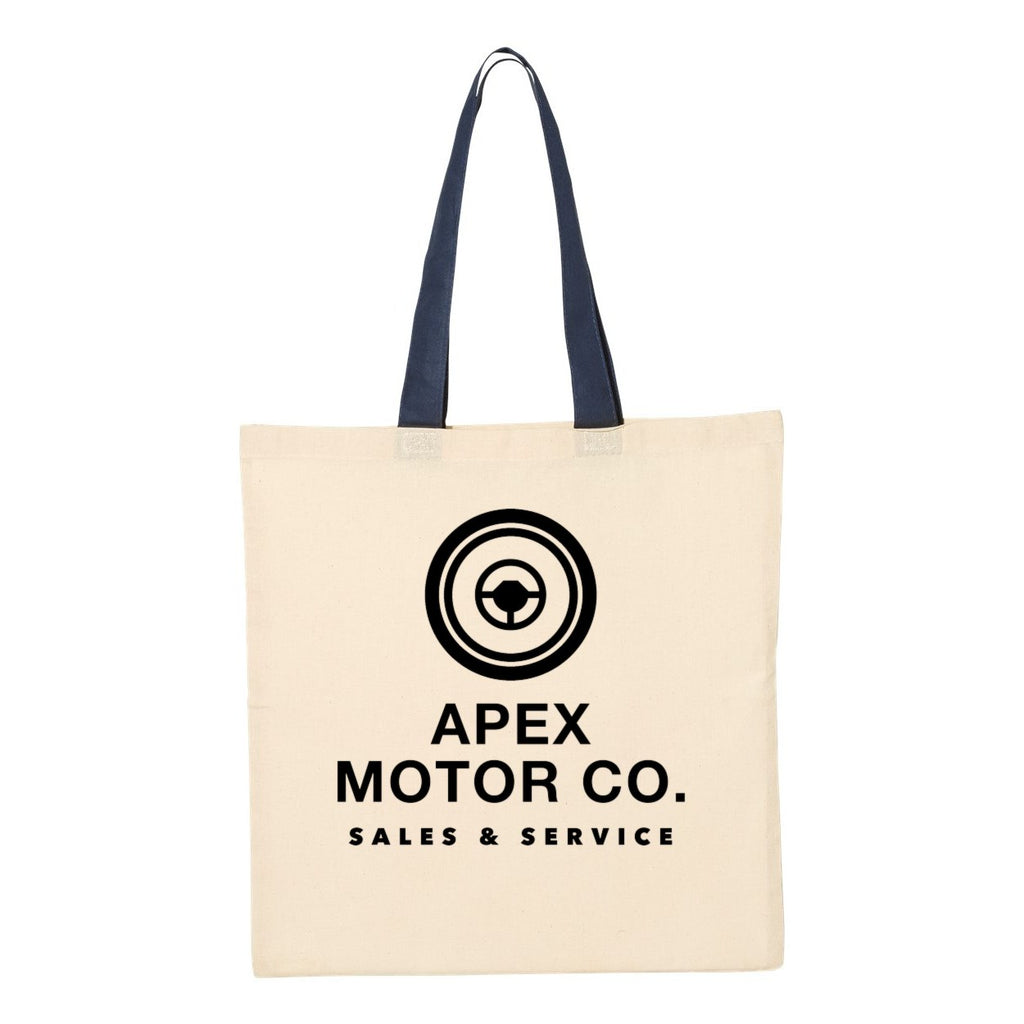 Q-Tees Economical Tote with Contrast-Color Handles - Natural/ Navy - Front
