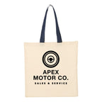 Q-Tees Economical Tote with Contrast-Color Handles - Natural/ Navy - Front