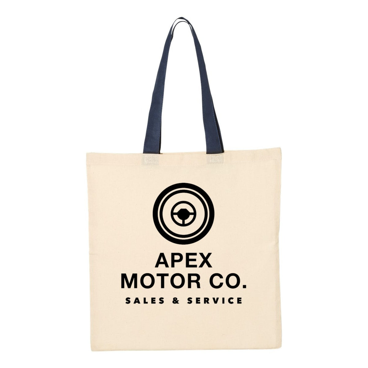 Q-Tees Economical Tote with Contrast-Color Handles - Natural/ Navy - Front