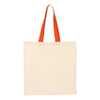 Q-Tees Economical Tote with Contrast-Color Handles - Natural/ Orange - Back