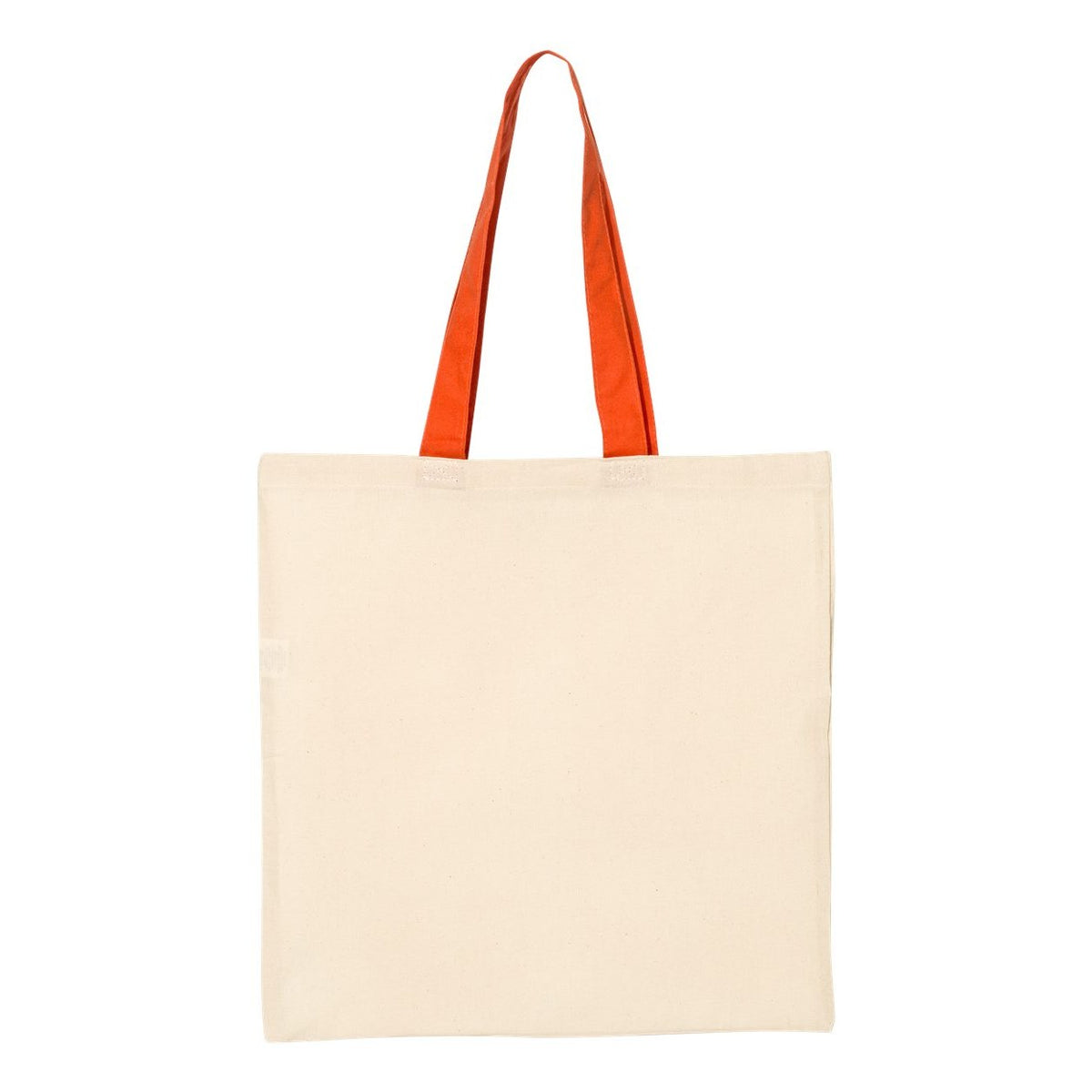 Q-Tees Economical Tote with Contrast-Color Handles - Natural/ Orange - Back