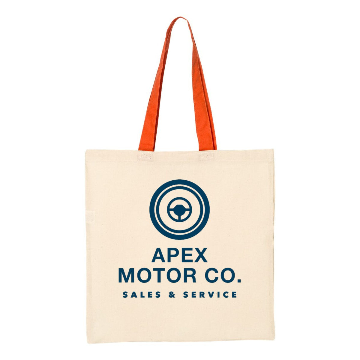 Q-Tees Economical Tote with Contrast-Color Handles - Natural/ Orange - Front
