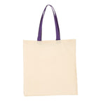 Q-Tees Economical Tote with Contrast-Color Handles - Natural/ Purple - Back