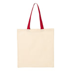 Q-Tees Economical Tote with Contrast-Color Handles - Natural/ Red - Back