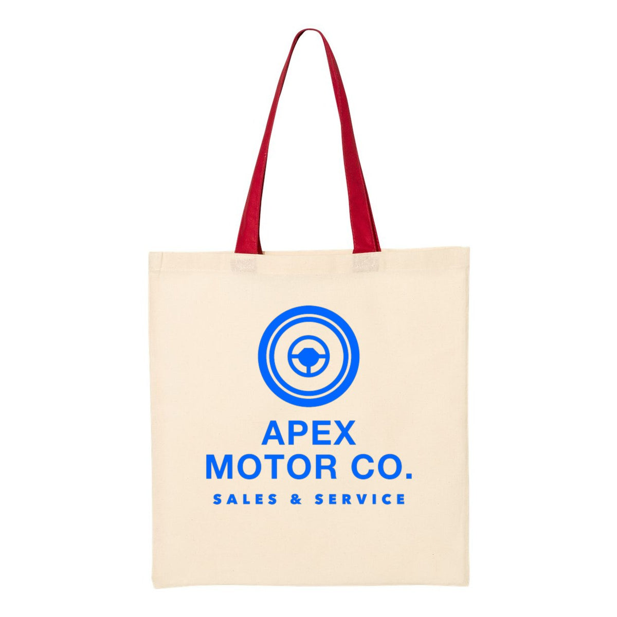 Q-Tees Economical Tote with Contrast-Color Handles - Natural/ Red - Front