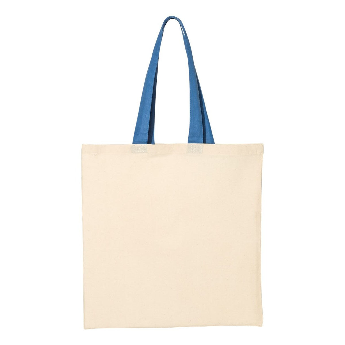 Q-Tees Economical Tote with Contrast-Color Handles - Natural/ Royal - Back