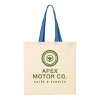 Q-Tees Economical Tote with Contrast-Color Handles - Natural/ Royal - Front