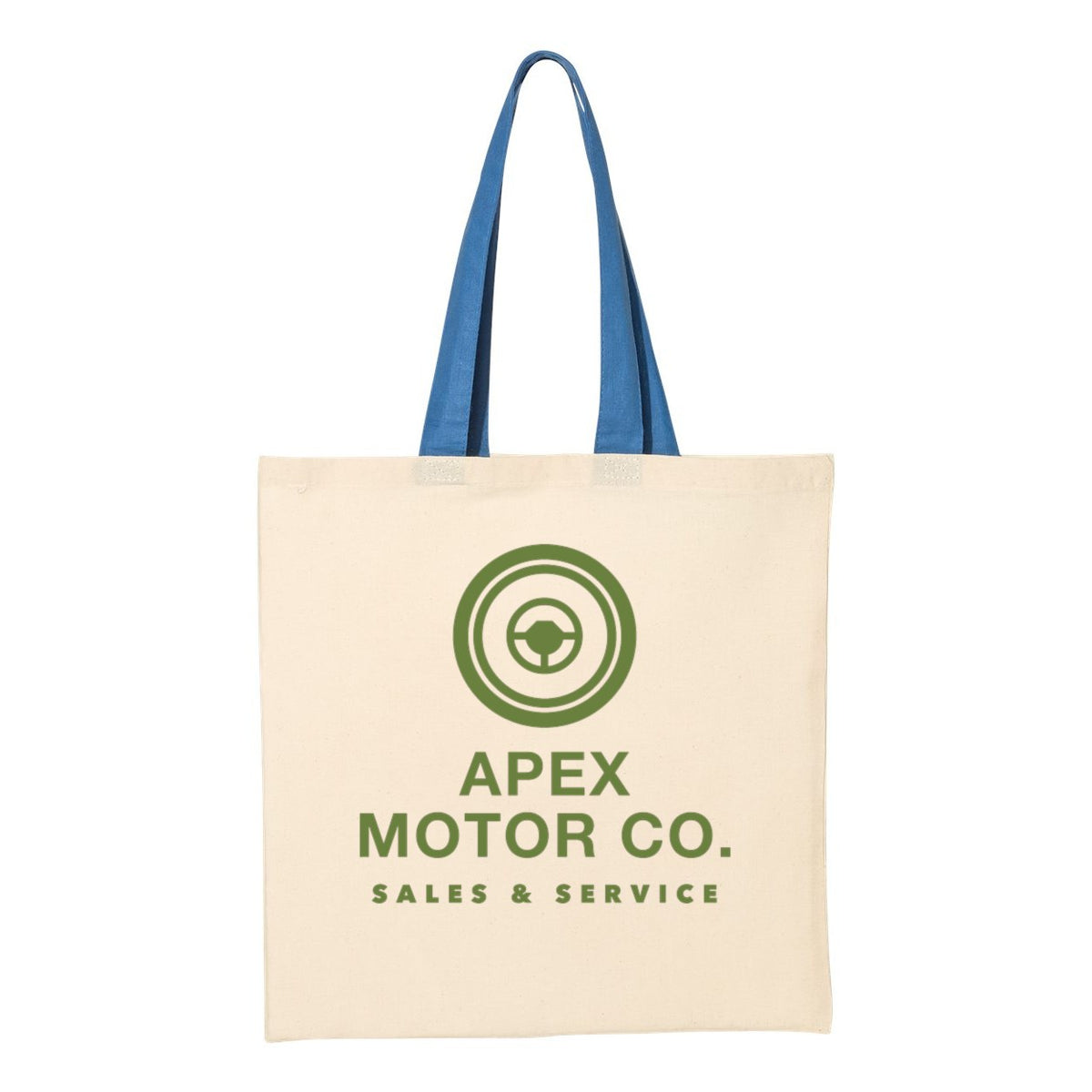 Q-Tees Economical Tote with Contrast-Color Handles - Natural/ Royal - Front