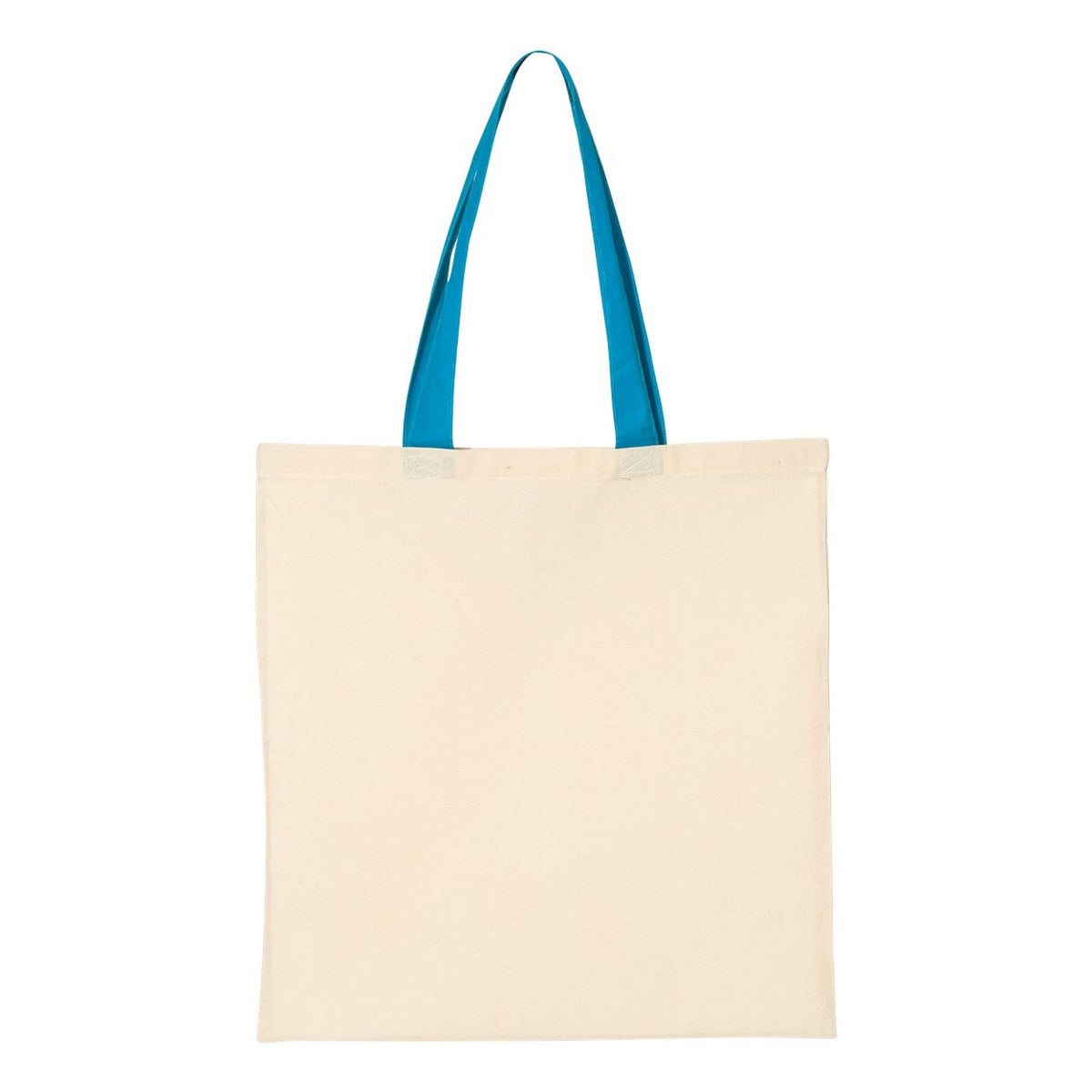 Q-Tees Economical Tote with Contrast-Color Handles - Natural/ Sapphire - Back