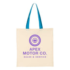 Q-Tees Economical Tote with Contrast-Color Handles - Natural/ Sapphire - Front