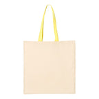 Q-Tees Economical Tote with Contrast-Color Handles - Natural/ Yellow - Back