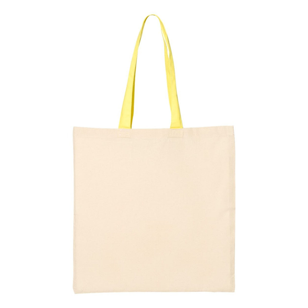 Q-Tees Economical Tote with Contrast-Color Handles - Natural/ Yellow - Back