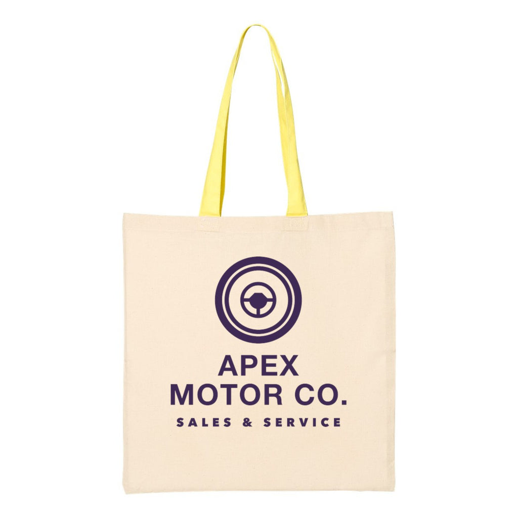 Q-Tees Economical Tote with Contrast-Color Handles - Natural/ Yellow - Front