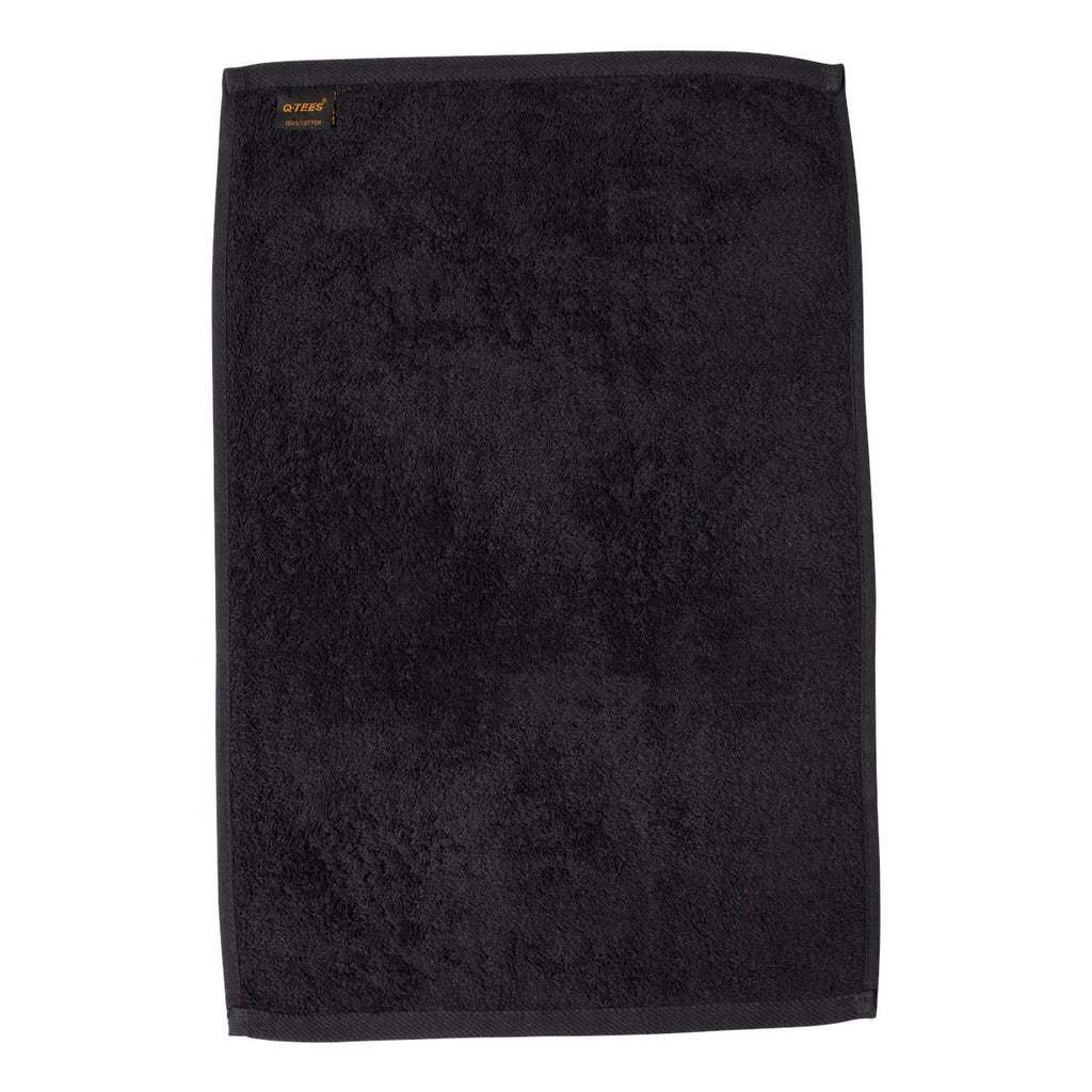 Q-Tees Hemmed Hand Towel - Black - Back