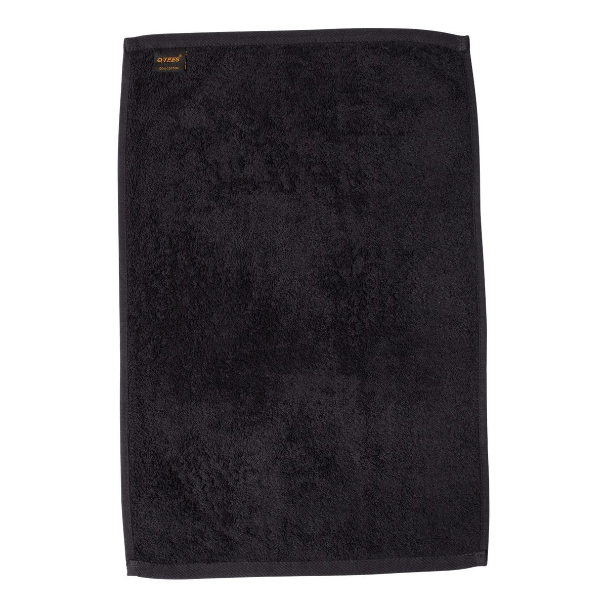 Q-Tees Hemmed Hand Towel - Black - Back