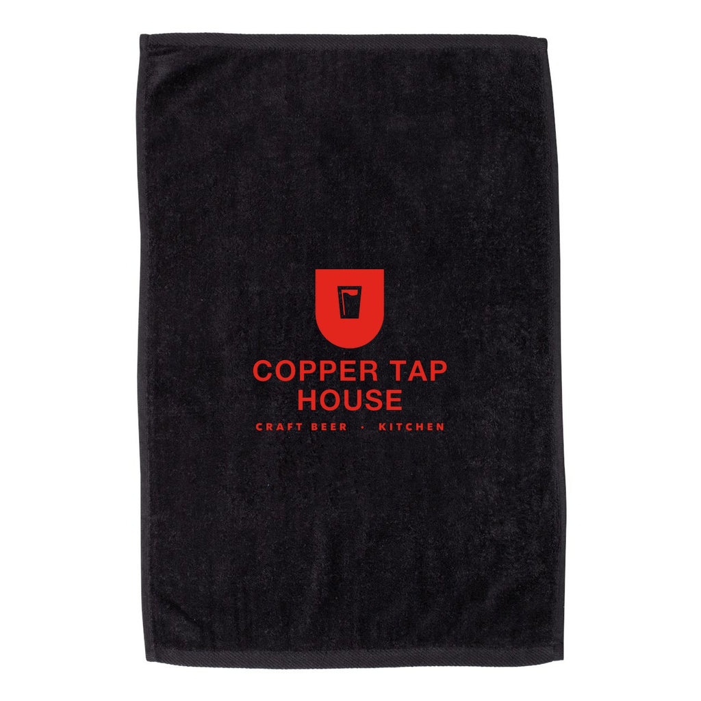 Q-Tees Hemmed Hand Towel - Black - Front