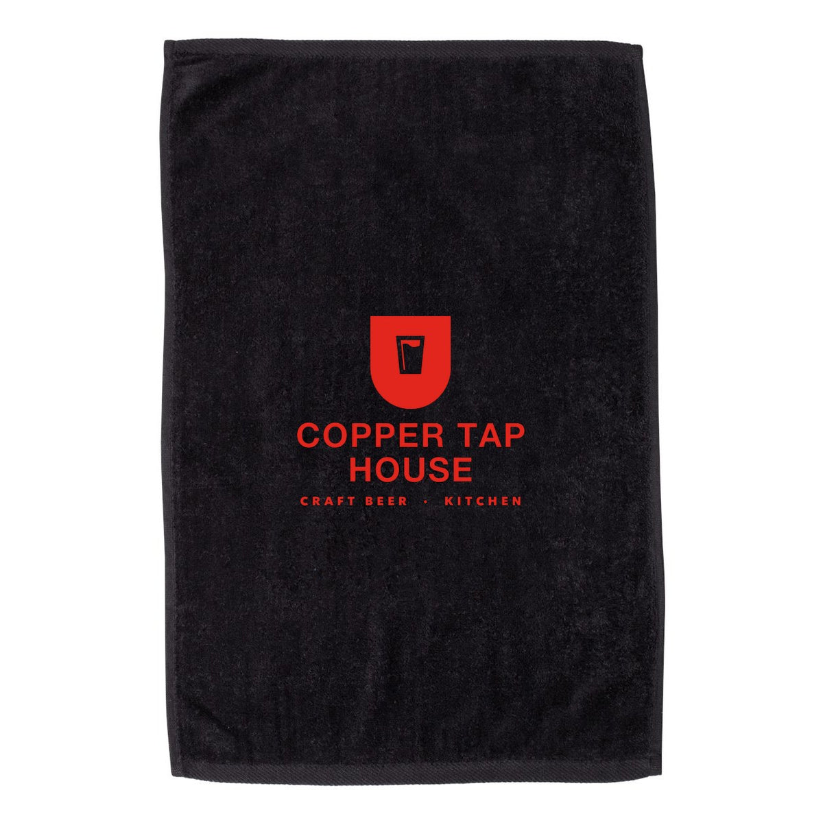 Q-Tees Hemmed Hand Towel - Black - Front