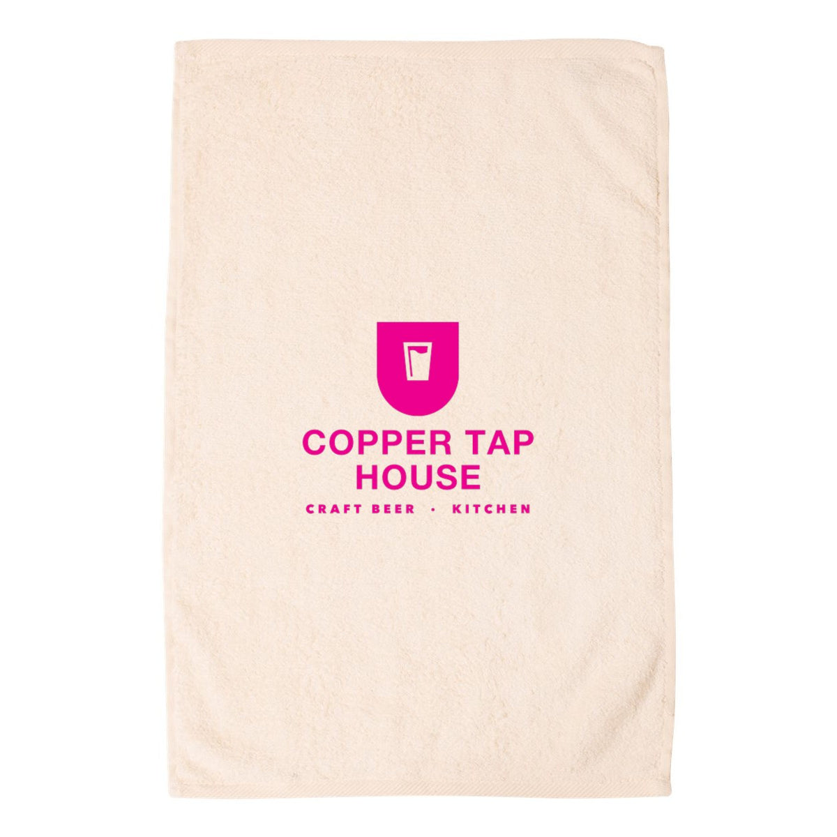 Q-Tees Hemmed Hand Towel - Natural - Front