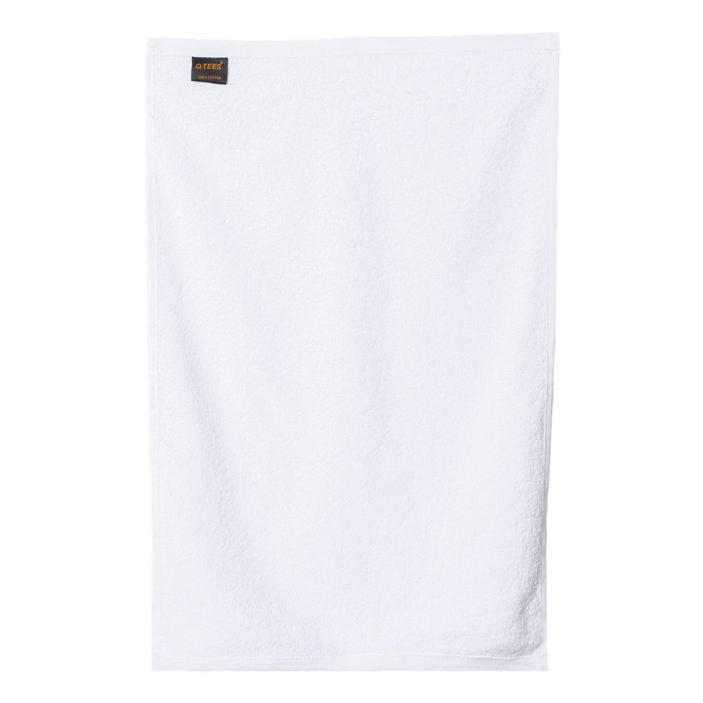 Q-Tees Hemmed Hand Towel - White - Back