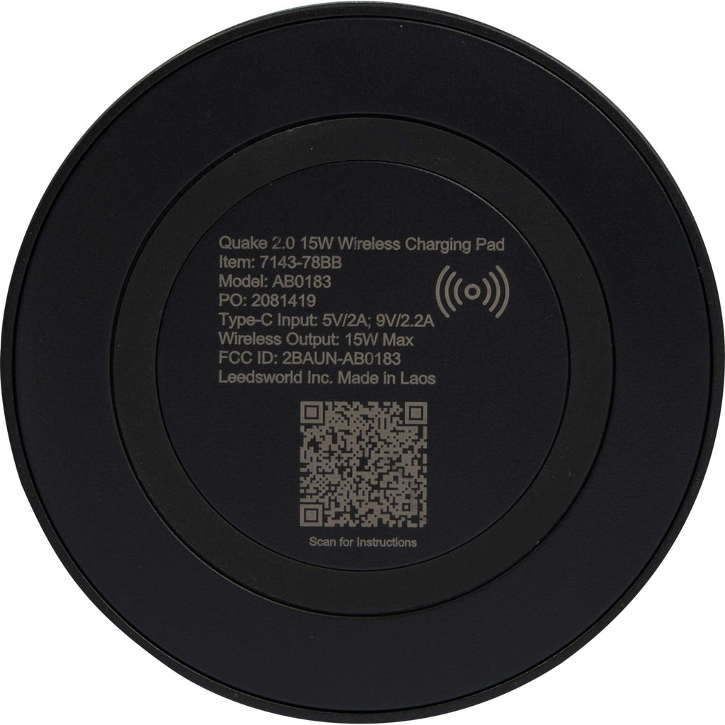 Quake Wireless Charging Pad, 15W Full Color - Black on Black - Back